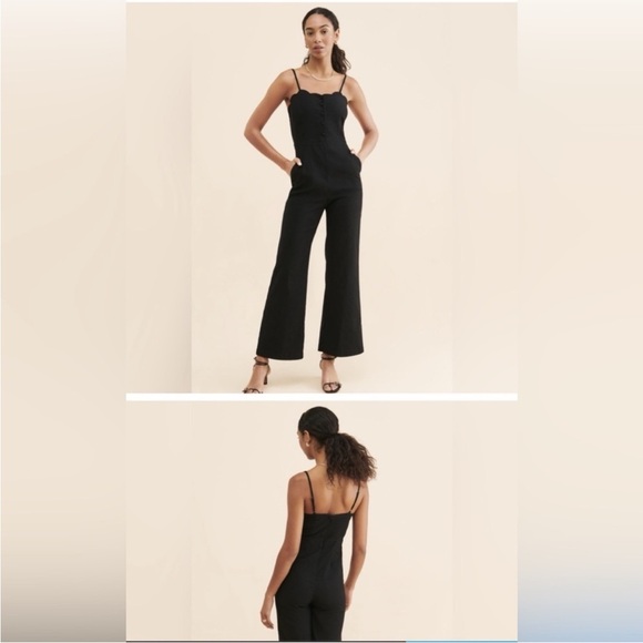 Anthropologie Pants - Maeve by Anthropologie Black Scalloped Wide-Leg Jumpsuit – Size 2 Tall (NWT)